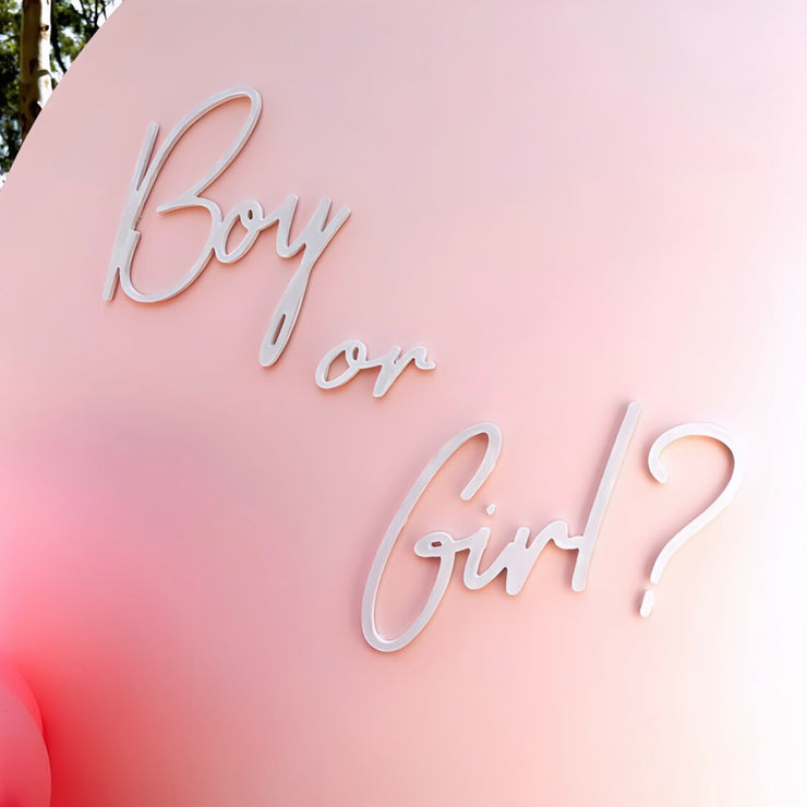 white boy or girl wooden letters on pink backdrop board