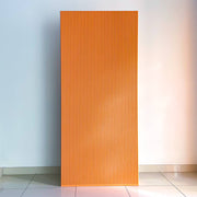 orange slatted rectangle backdrop standing on tiles
