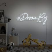cold white dream big neon sign hanging on kids bedroom wall
