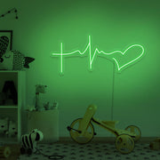 green faith hope love neon sign hanging on kids bedroom wall