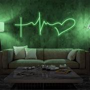 green faith hope and love neon sign hanging on living room wall