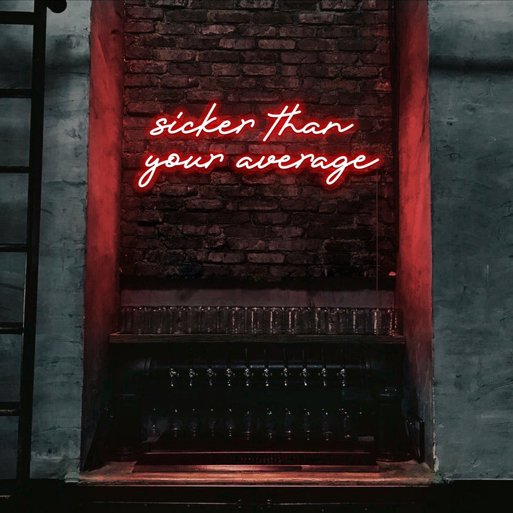 red sicker than your average neon sign hanging on bar wall